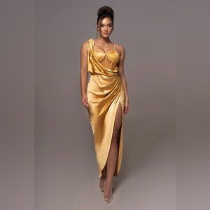 Yellow Anastacia Drape Maxi